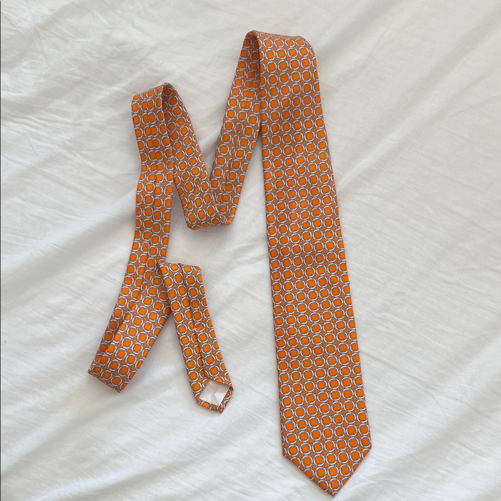 Pure Silk Brooks Brothers Orange/Blue/White Tie